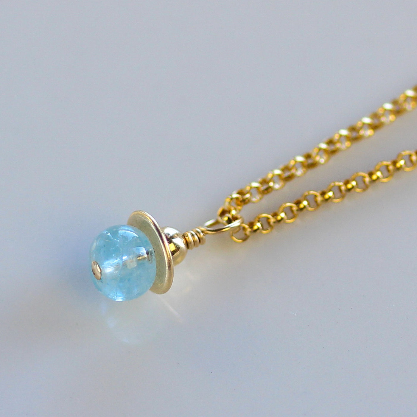 Genuine Birthstone Necklace March - Aquamarine
