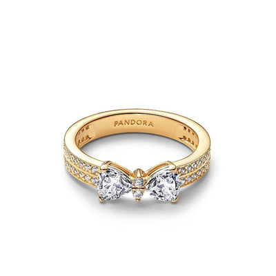 Sparkling Bow Double-row Ring