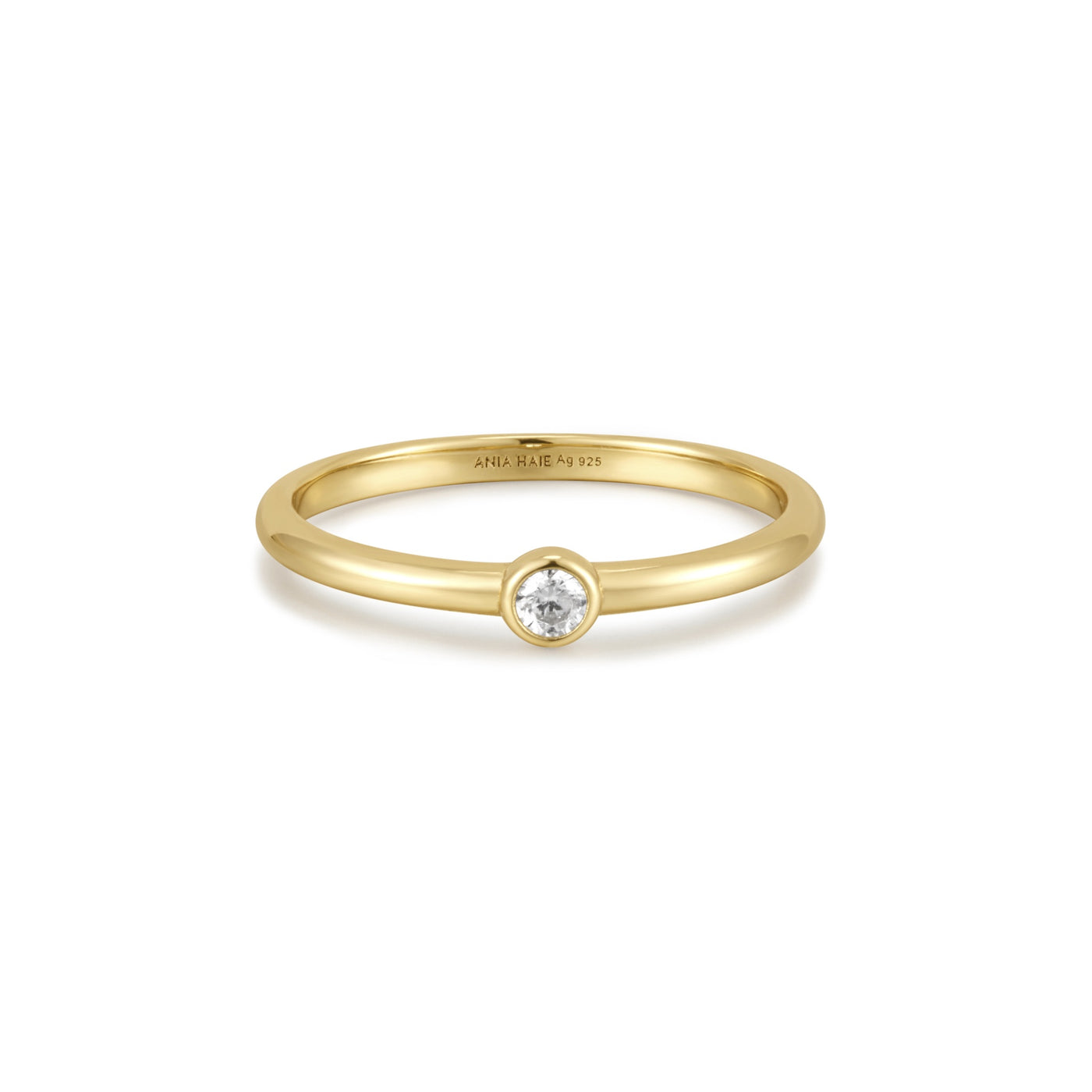 Sunshine Chaser - Gold Half Round Cubic Zirconia Ring