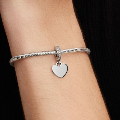 Pandora Engravable Silver Dangle Heart Charm