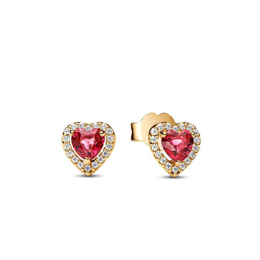 Pandora Red Elevated Heart Stud Earrings