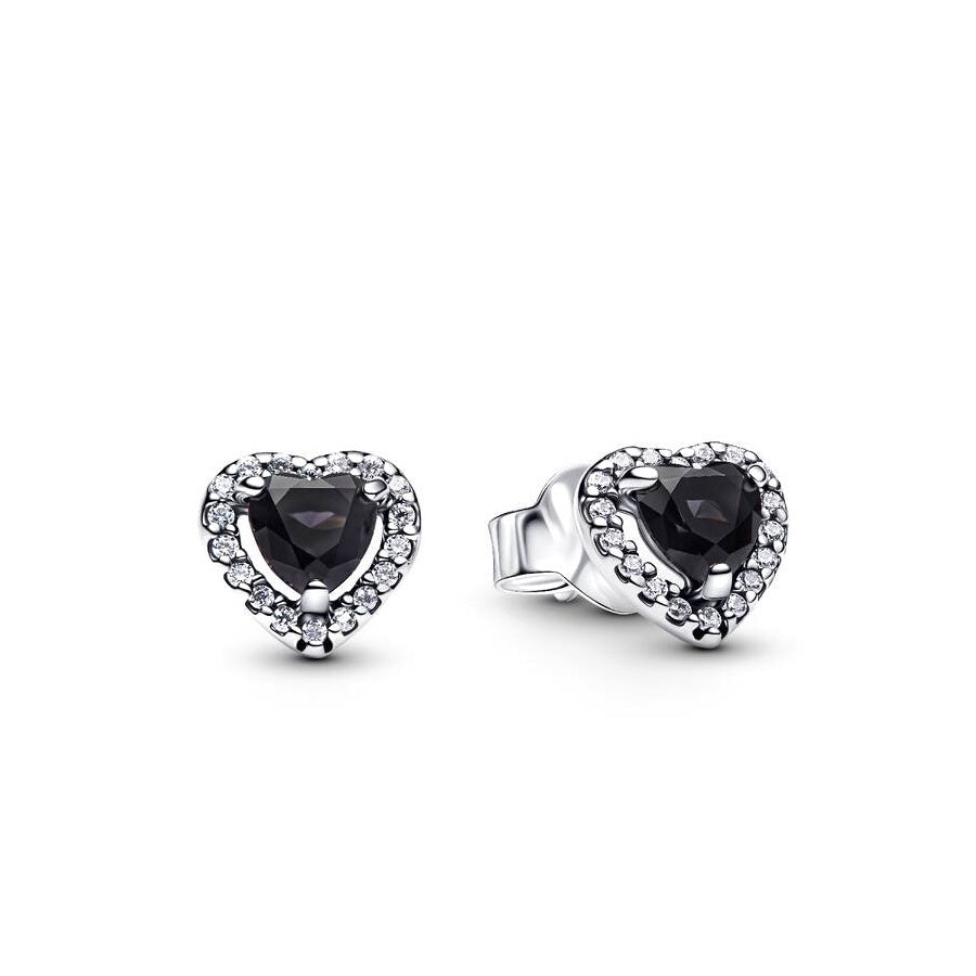 Pandora Black Elevated Heart Stud Earrings