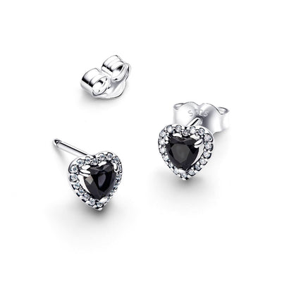 Pandora Black Elevated Heart Stud Earrings