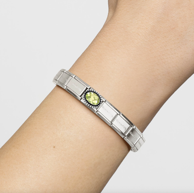 Composable Classic Link, Light Green CZ - Vintage Effect