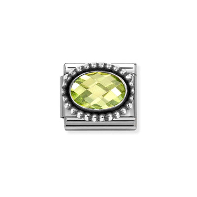 Composable Classic Link, Light Green CZ - Vintage Effect
