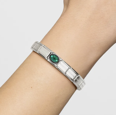 Composable Classic Link, Emerald Green CZ - Vintage Effect