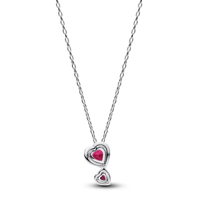 Pandora Red Halo Hearts Pendant Necklace