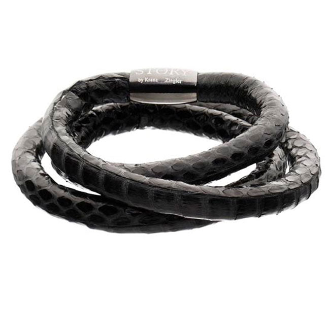 STORY by Kranz & Ziegler Triple Wrap Black Snakeskin Bracelet