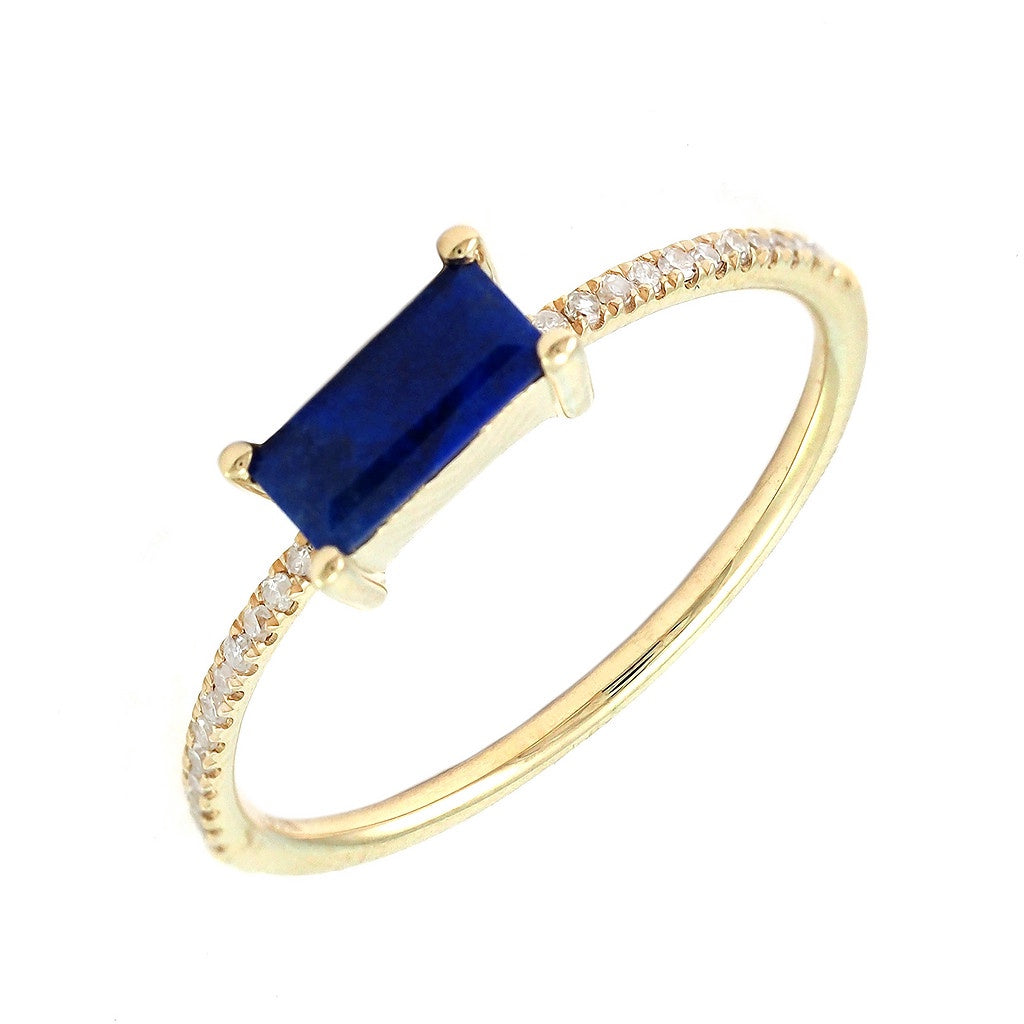 14K Thin Lapis Bar Ring