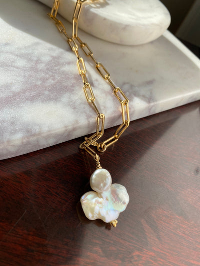 Baroque Pearl on 14KTGF "Y" Chain Necklace