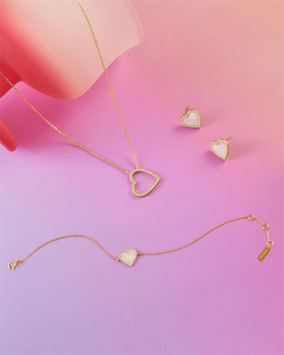 Glimmer Glow - Gold Mother of Pearl Halo Heart Bracelet