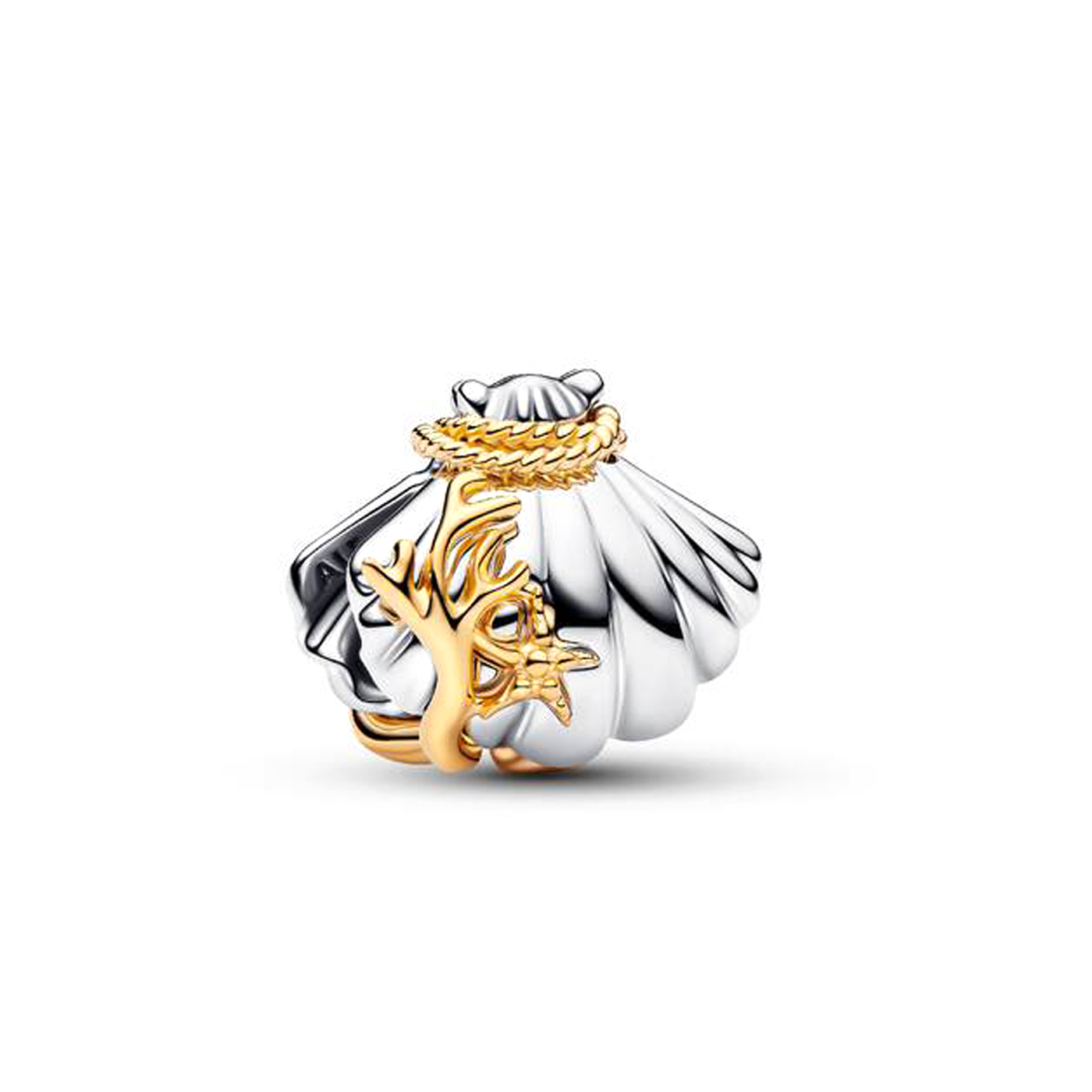 Pandora Disney Princesses Ariel Shell Lab-Grown Diamond Two-Tone Charm ...