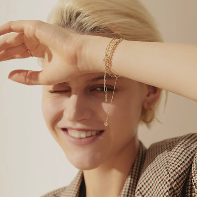 ANASTASIA | 14k YG Diamond Paper Clip Bracelet