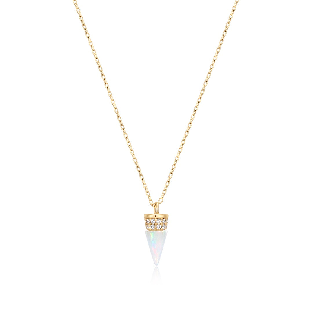 LORETTA | Opal and Lab Grown Diamond Drop Necklace