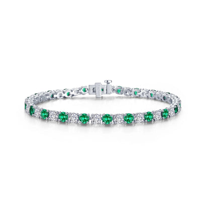 11 CTW Alternating Simulated Emerald & Diamond Tennis Bracelet