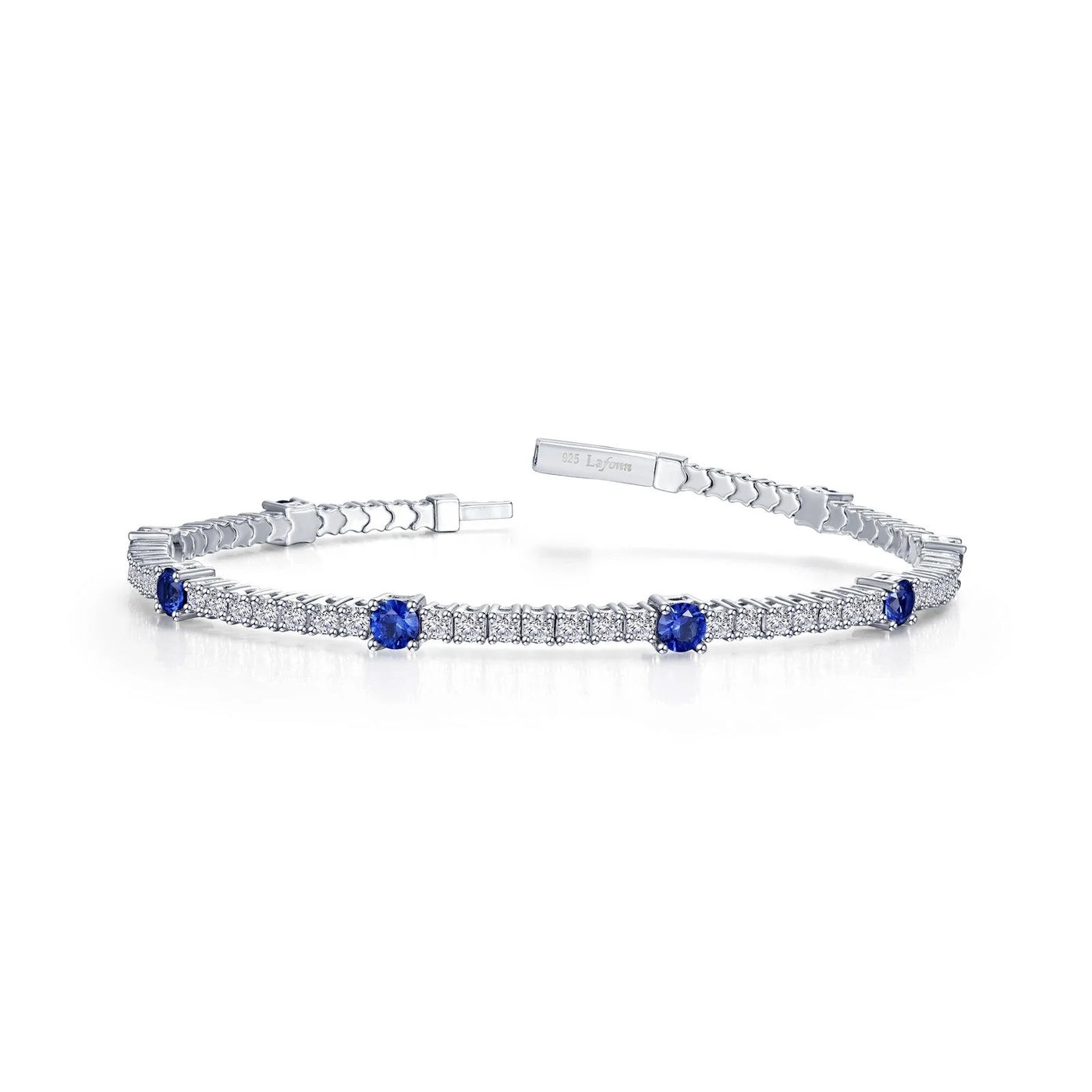 Lab-grown Sapphire Station Flexible Tennis Bracelet