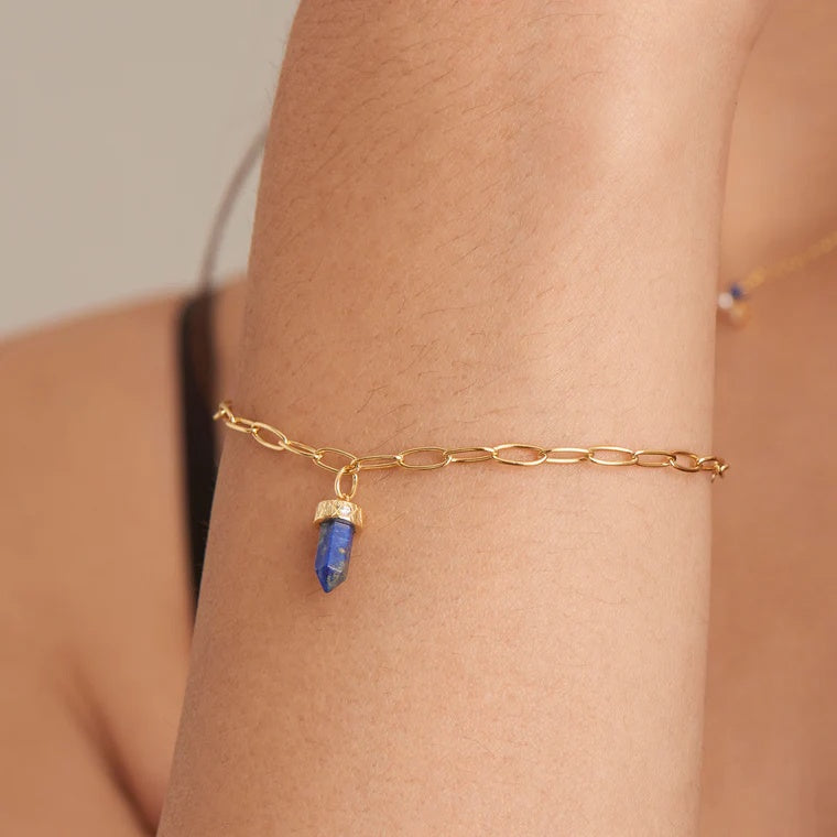 Second Nature - Gold Lapis Point Pendant Bracelet