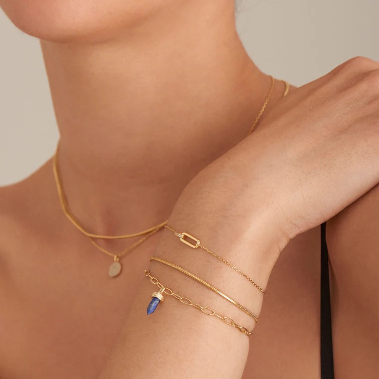 Second Nature - Gold Lapis Point Pendant Bracelet