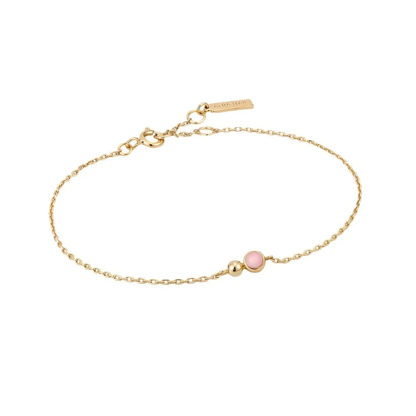 Spaced Out - Gold Orb Rose Quartz Chain Bracelet