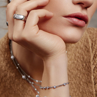 Melodic Poet - Silver Multi Station Round Stone Chain