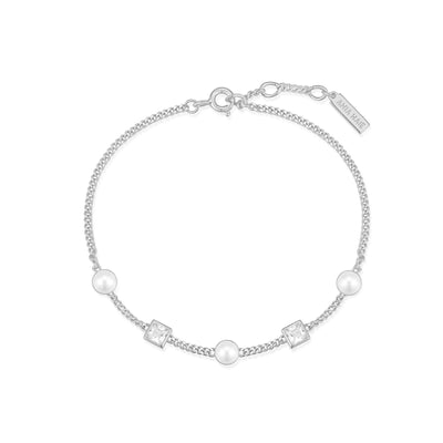 Reimaginer - Bezel-Set Cube and Pearl Station Bracelet
