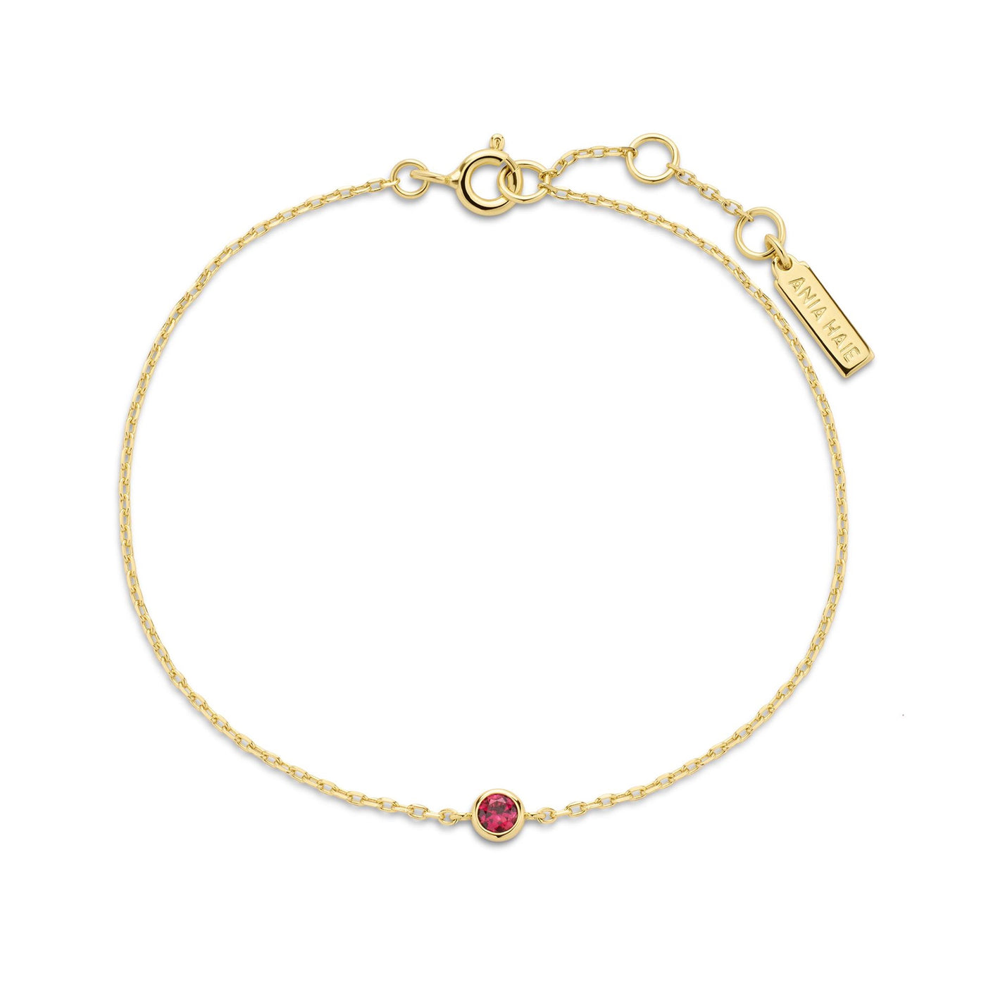 Glimmer Glow - Gold Crimson Solitaire Bracelet