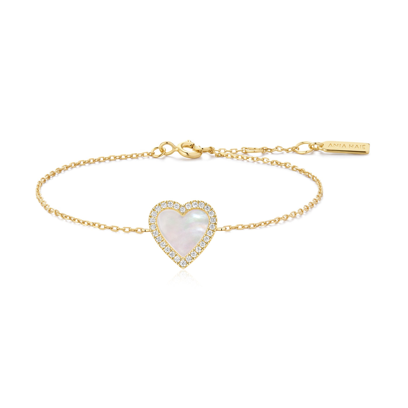 Glimmer Glow - Gold Mother of Pearl Halo Heart Bracelet