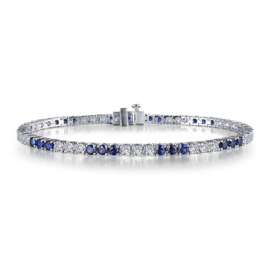 6.0 CTW Lab-Grown Blue Sapphire Tennis Bracelet