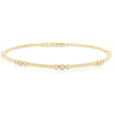 14k YG 5 Stations 0.49 CT Diamond Bangle