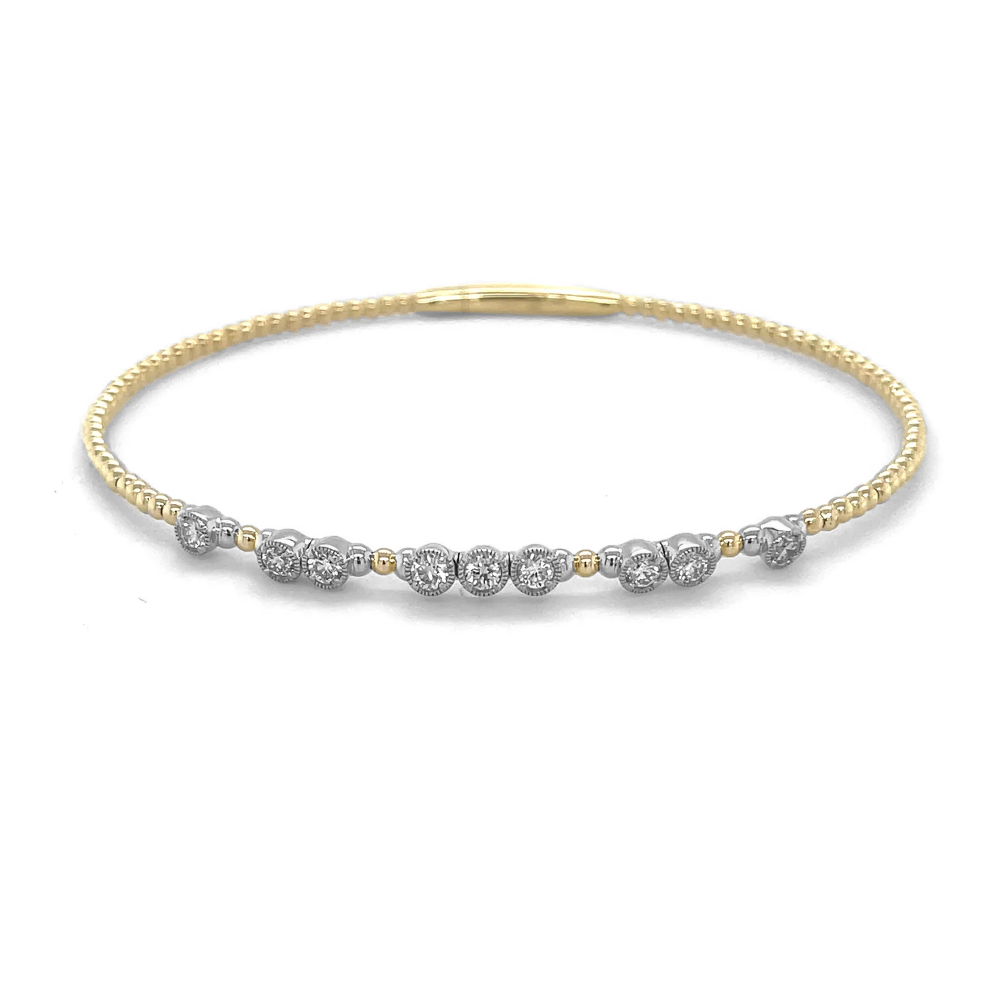 14k Gold 0.46 CT Diamond Station Bangle