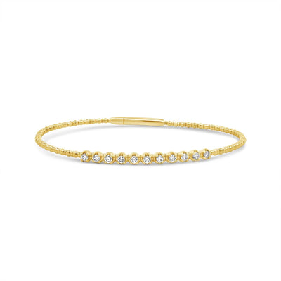 14k YG 0.36 CT Diamond Bar Bangle