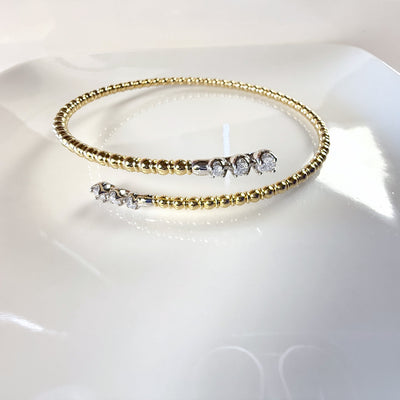 Wrap-Around 14k YG & Diamond Bangle