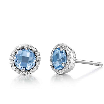 Blue Topaz December Birthstone Stud Earrings