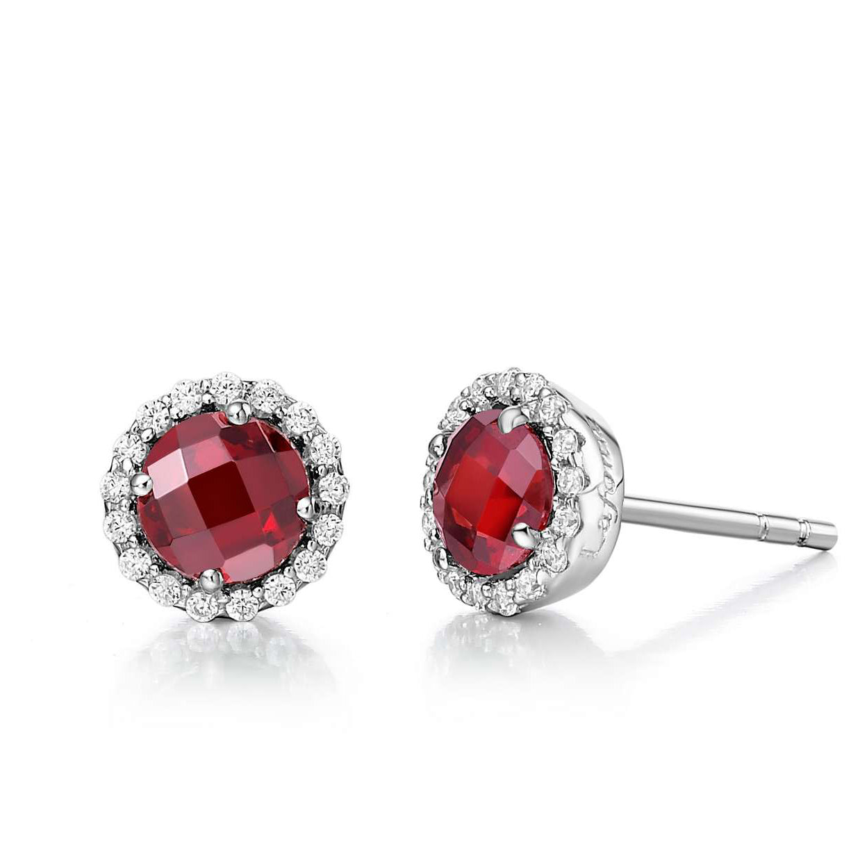 Garnet January Birthstone Stud Earrings