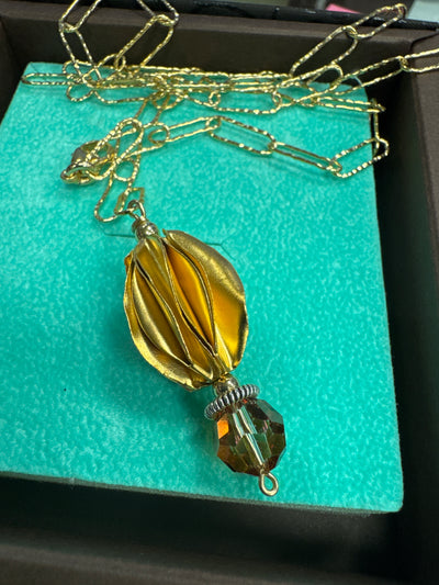 Carambola 18kt Vermeil & Montana Crystal Lariat Necklace