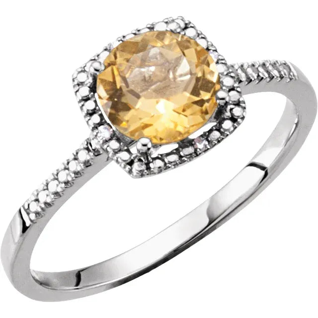 Birthstone & Diamond Ring