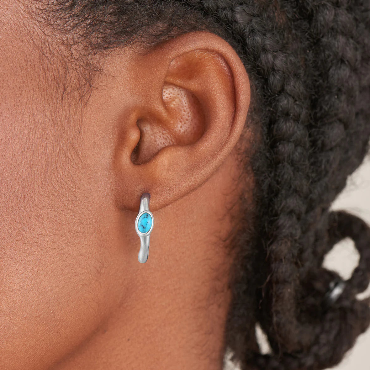 Making Waves - Turquoise Wave Huggie Hoop Earrings