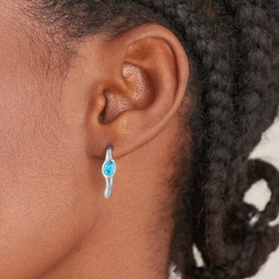 Making Waves - Turquoise Wave Huggie Hoop Earrings