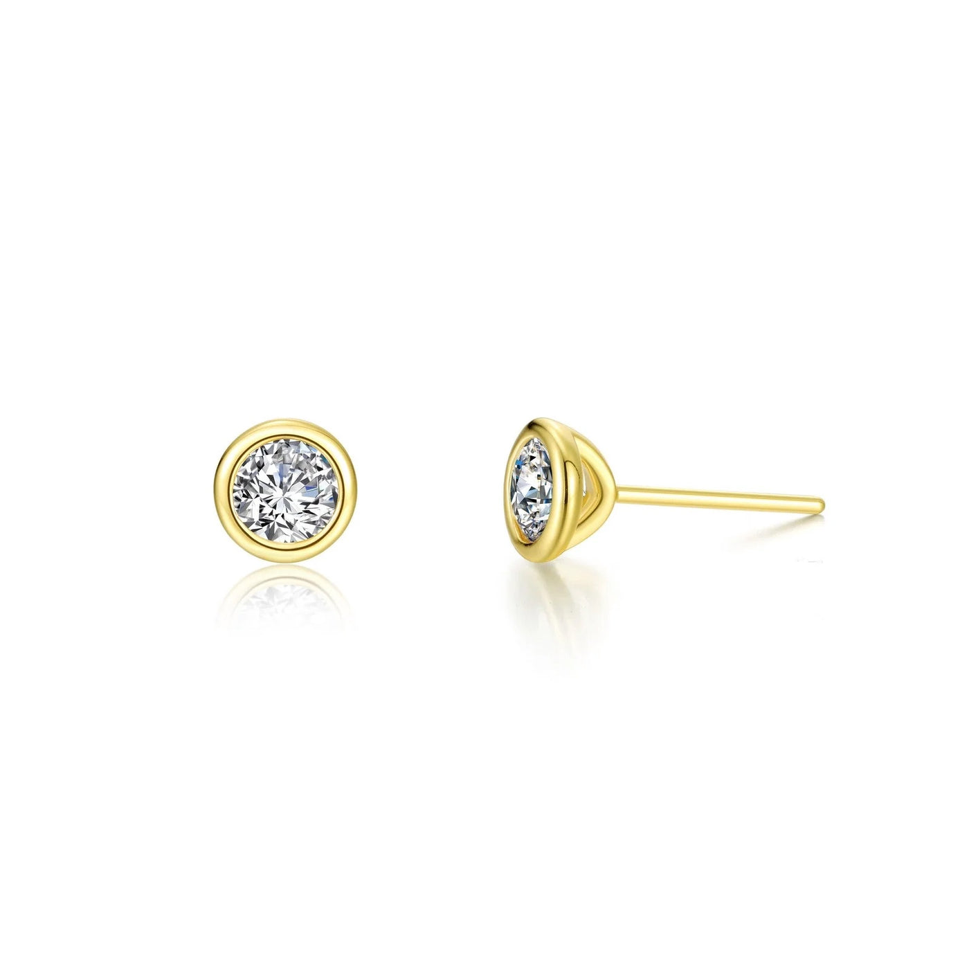 1 CTW TR Gold Solitaire Stud Earrings