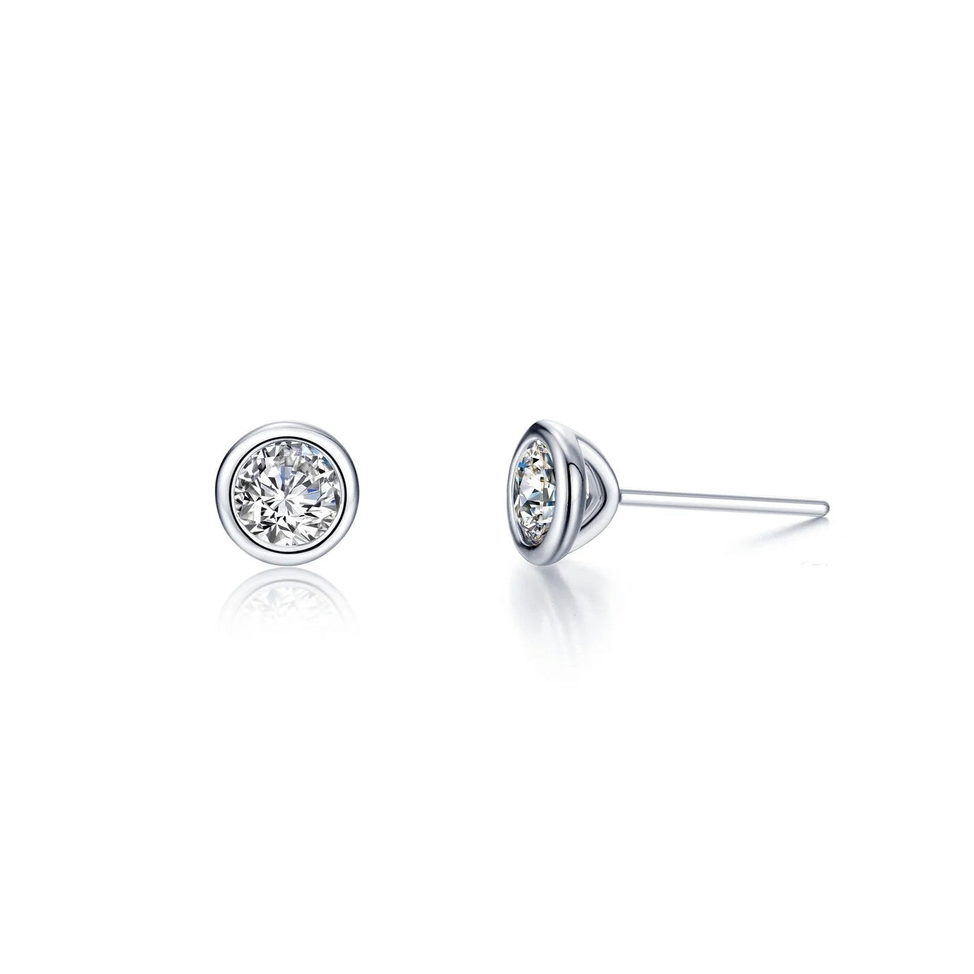 1 CTW Sterling Silver Solitaire Stud Earrings