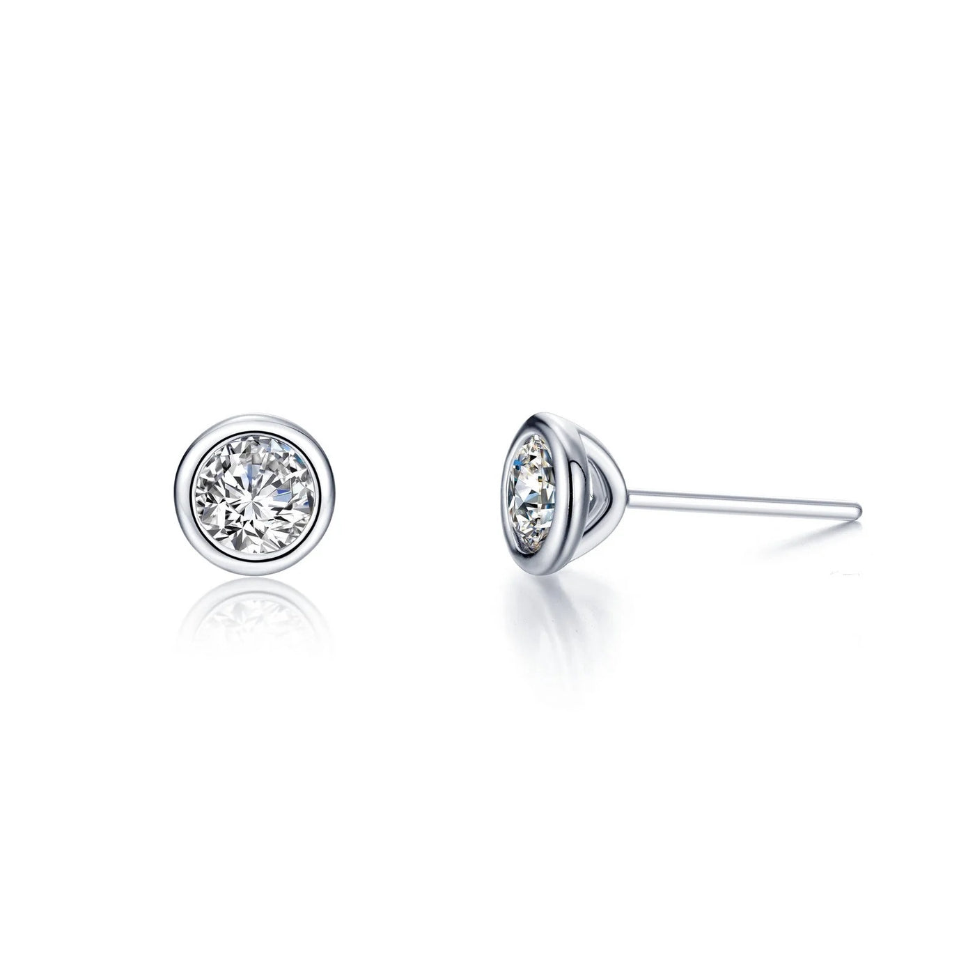 1.5 CTW Solitaire Sterling Silver Stud Earrings