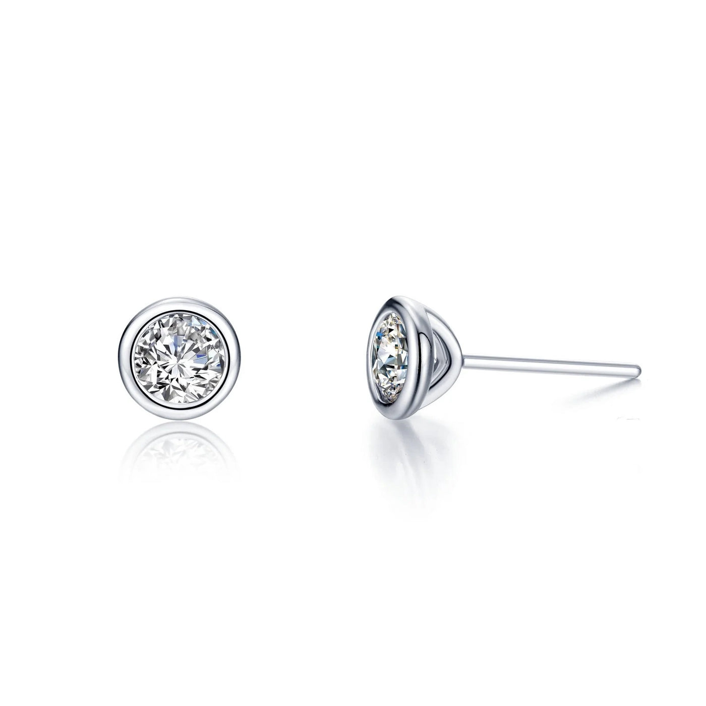 2 CTW Sterling Silver Solitaire Stud Earrings