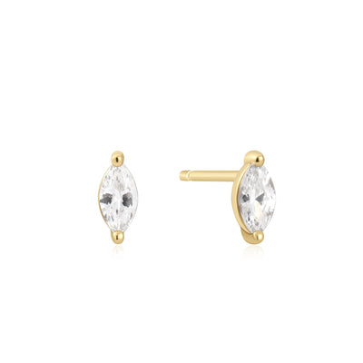 Sunshine Chaser - Gold Marquise Solitare Studs