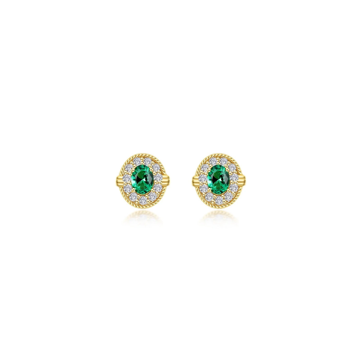 0.52 CTW Simulated Emerald Halo Stud Earrings