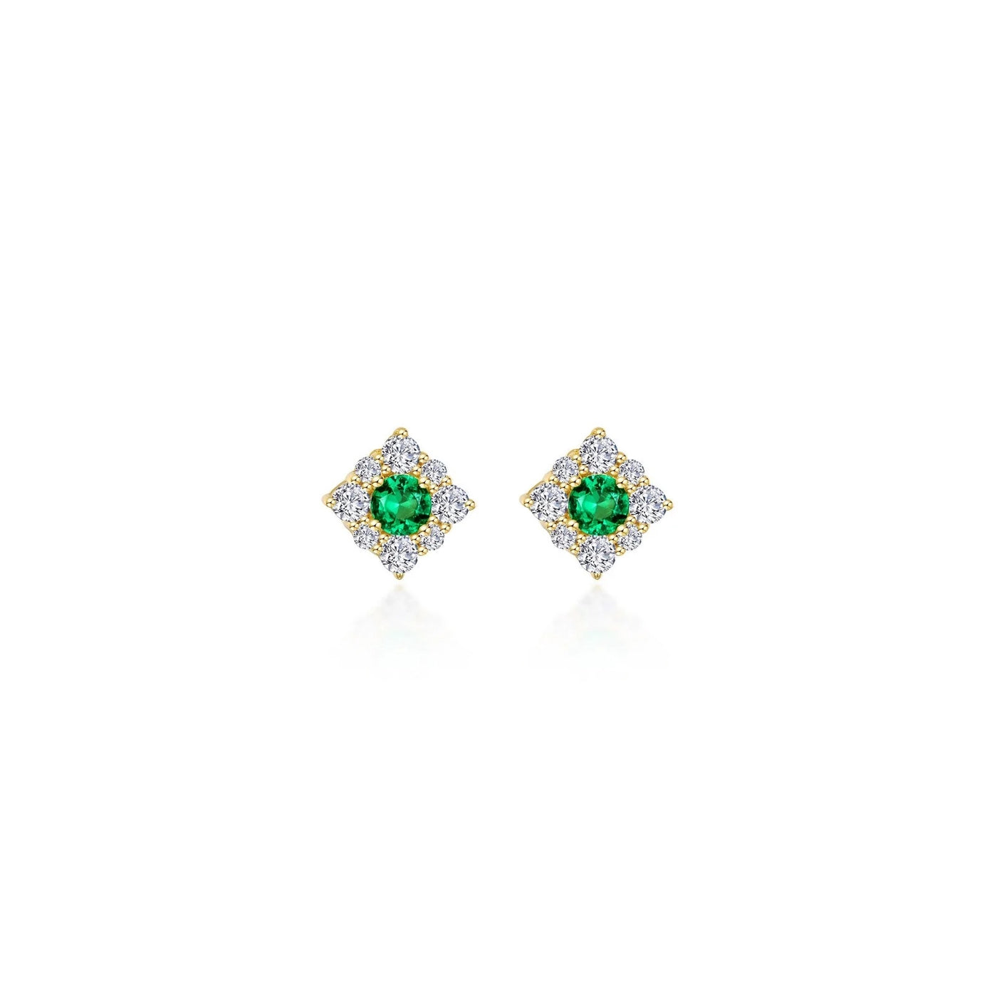 0.54 CTW Simulated Emerald Halo Stud Earrings