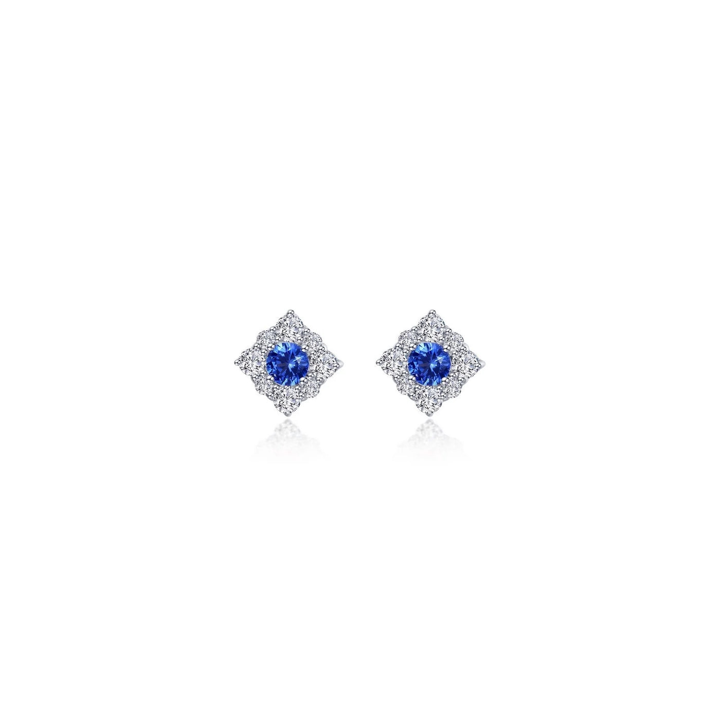 0.54 CTW Lab-grown Sapphire Halo Stud Earrings