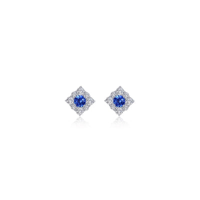 0.54 CTW Lab-grown Sapphire Halo Stud Earrings