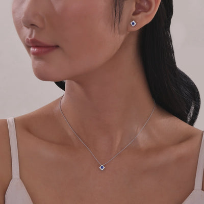 0.54 CTW Lab-grown Sapphire Halo Stud Earrings