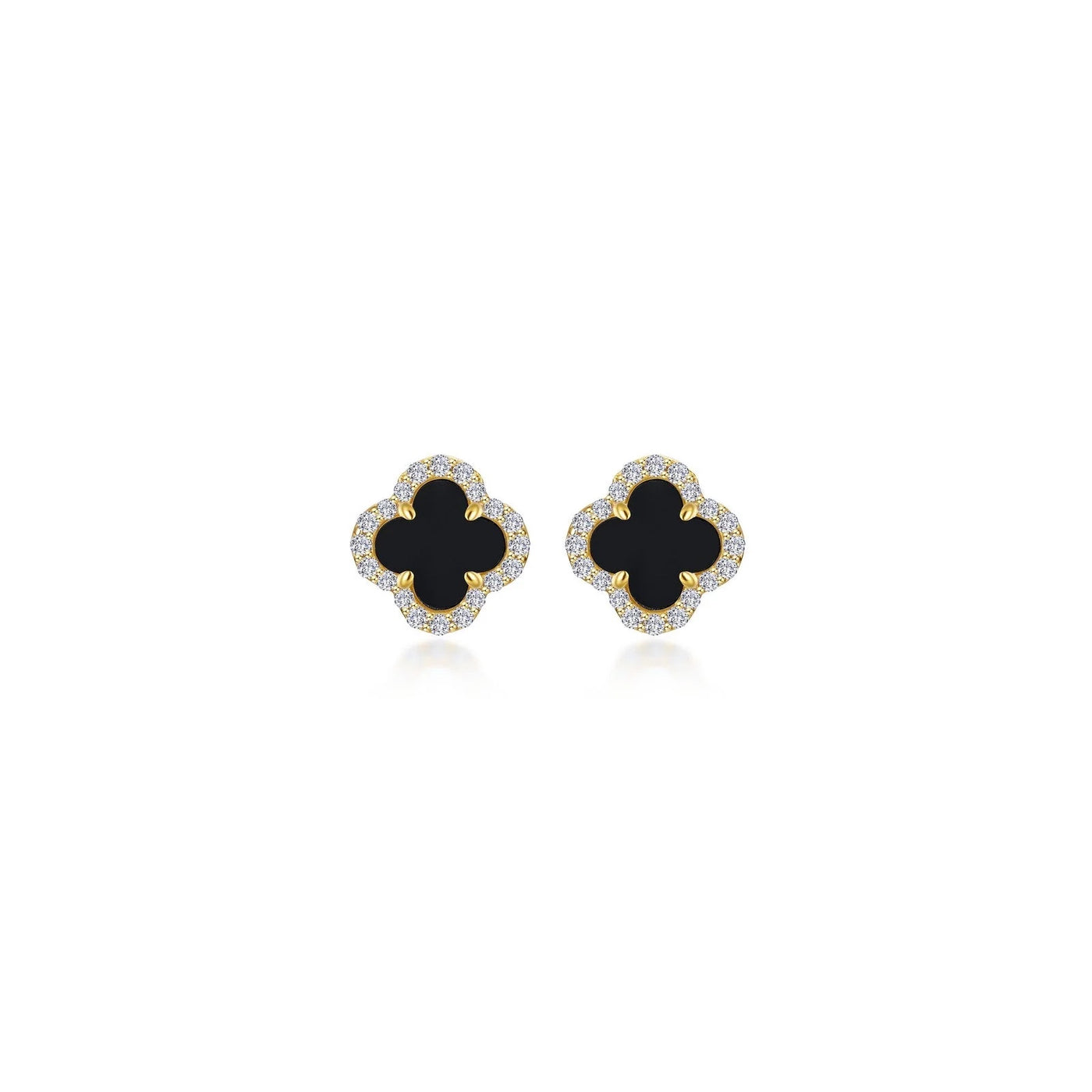 0.4 CTW Black Onyx Halo Stud Earrings