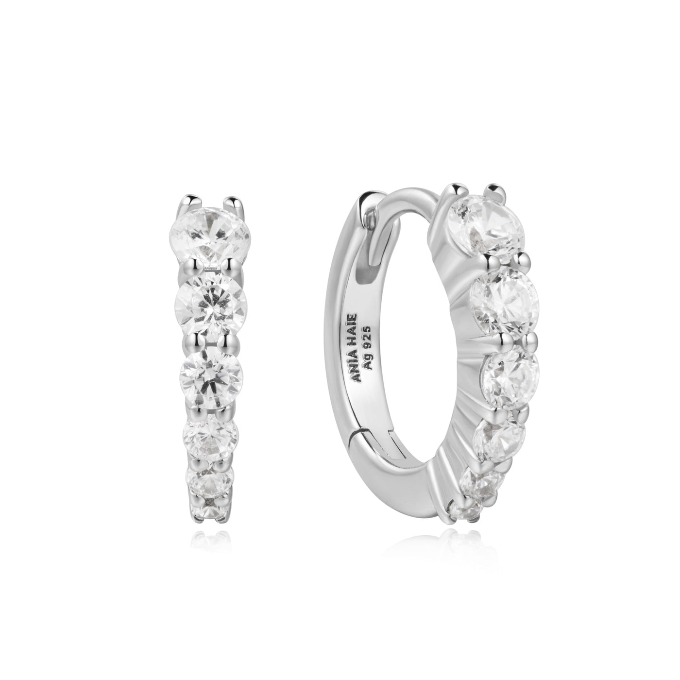 Silver Gradient Pave Huggies